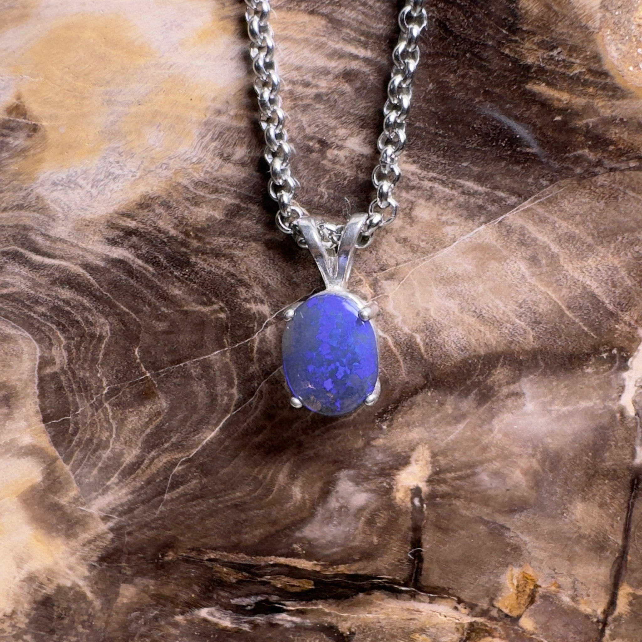 Yarrangobilly Nightfall ~ 1ct Lightning Ridge Black Opal 925 Silver Pendant