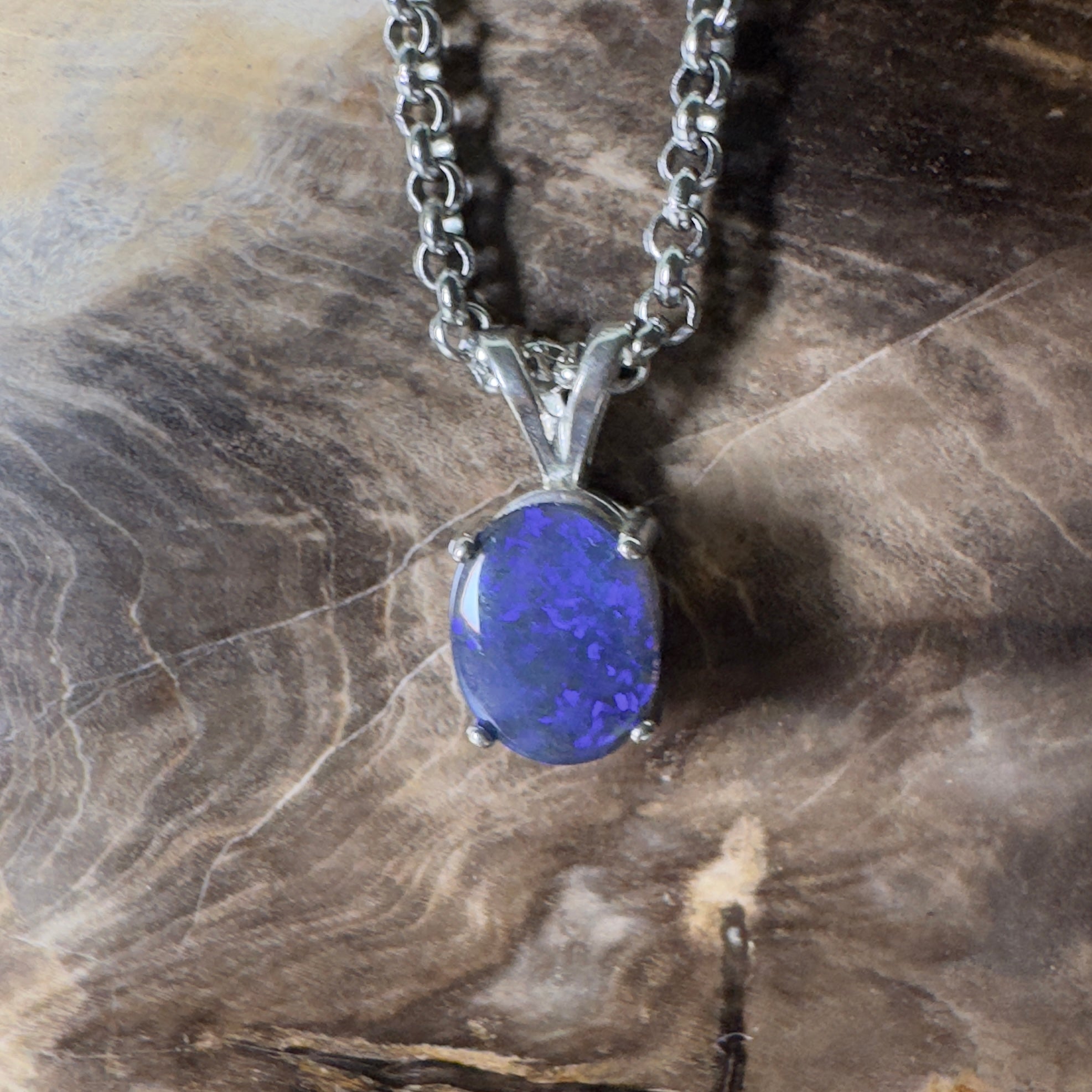 Yarrangobilly Nightfall ~ 1ct Lightning Ridge Black Opal 925 Silver Pendant