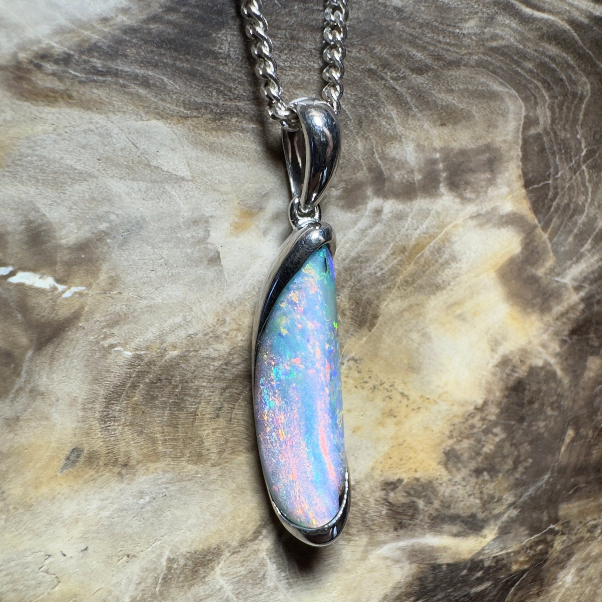 Yarri Dreamfire ~ Queensland Boulder Opal 925 Sterling Silver Pendant Necklace