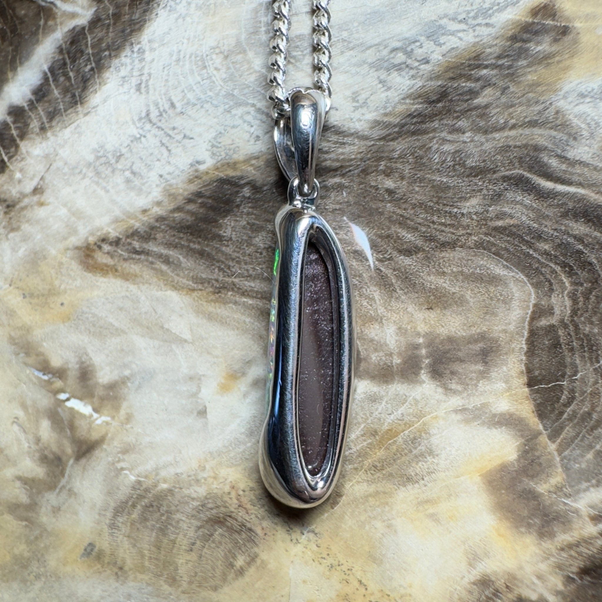 Yarri Dreamfire ~ Queensland Boulder Opal 925 Sterling Silver Pendant Necklace