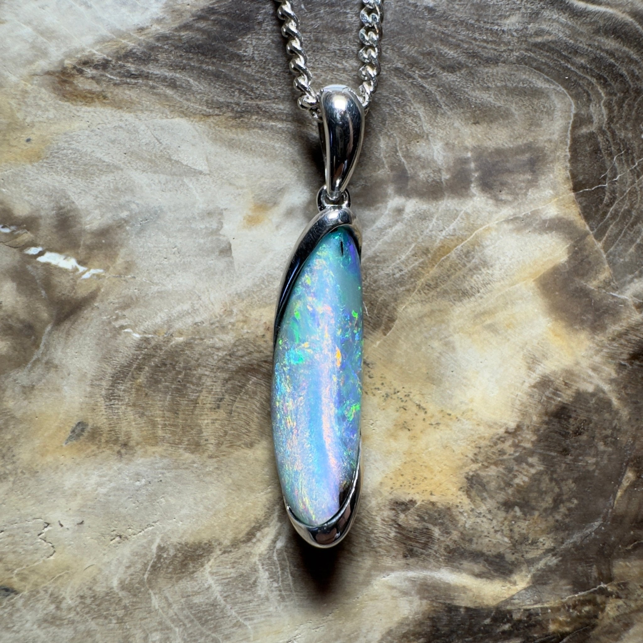 Yarri Dreamfire ~ Queensland Boulder Opal 925 Sterling Silver Pendant Necklace