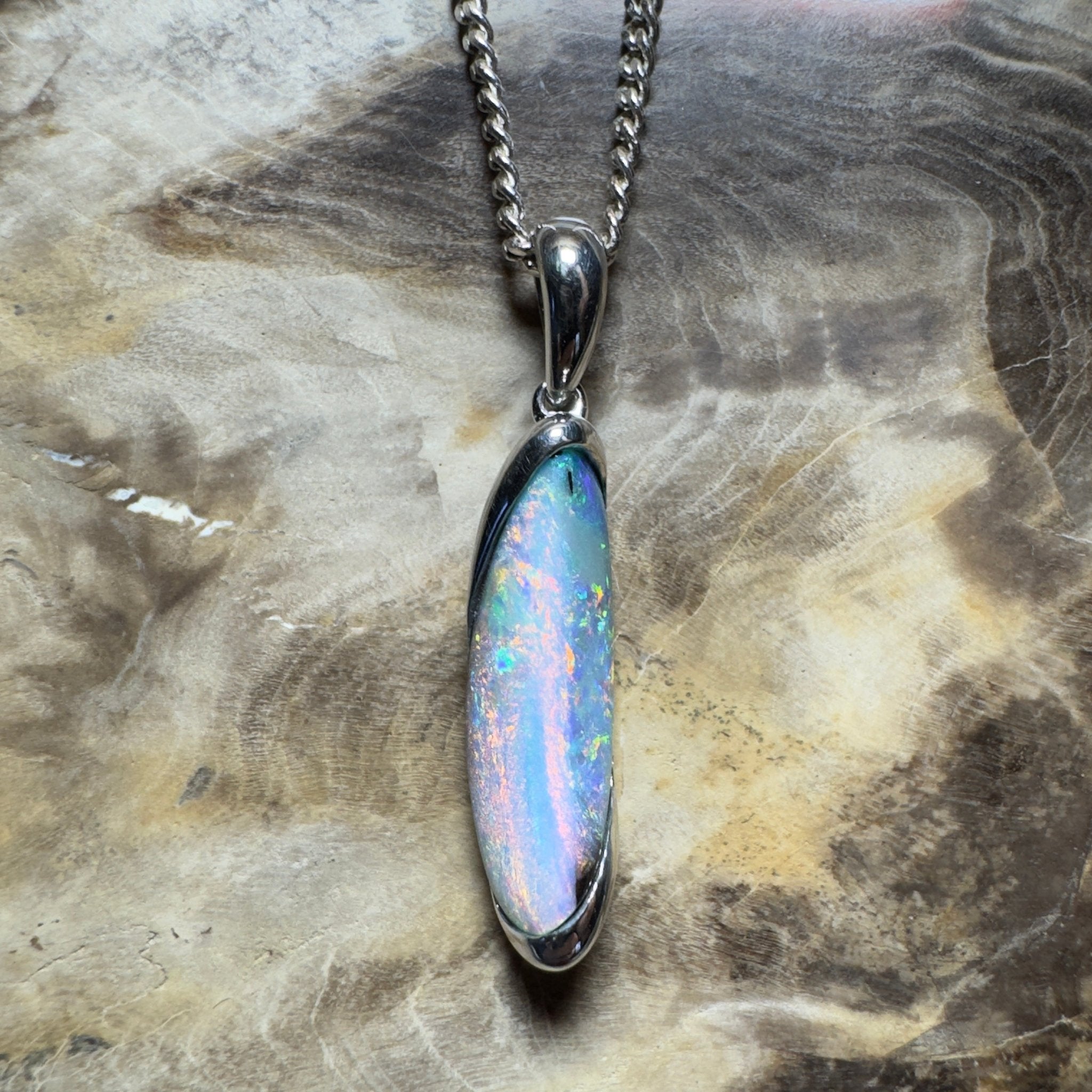 Yarri Dreamfire ~ Queensland Boulder Opal 925 Sterling Silver Pendant Necklace