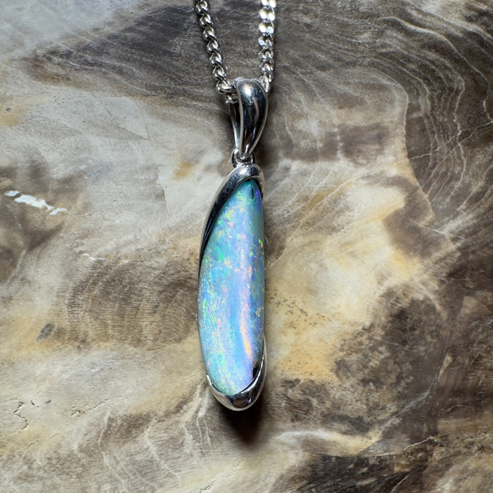 Yarri Dreamfire ~ Queensland Boulder Opal 925 Sterling Silver Pendant Necklace