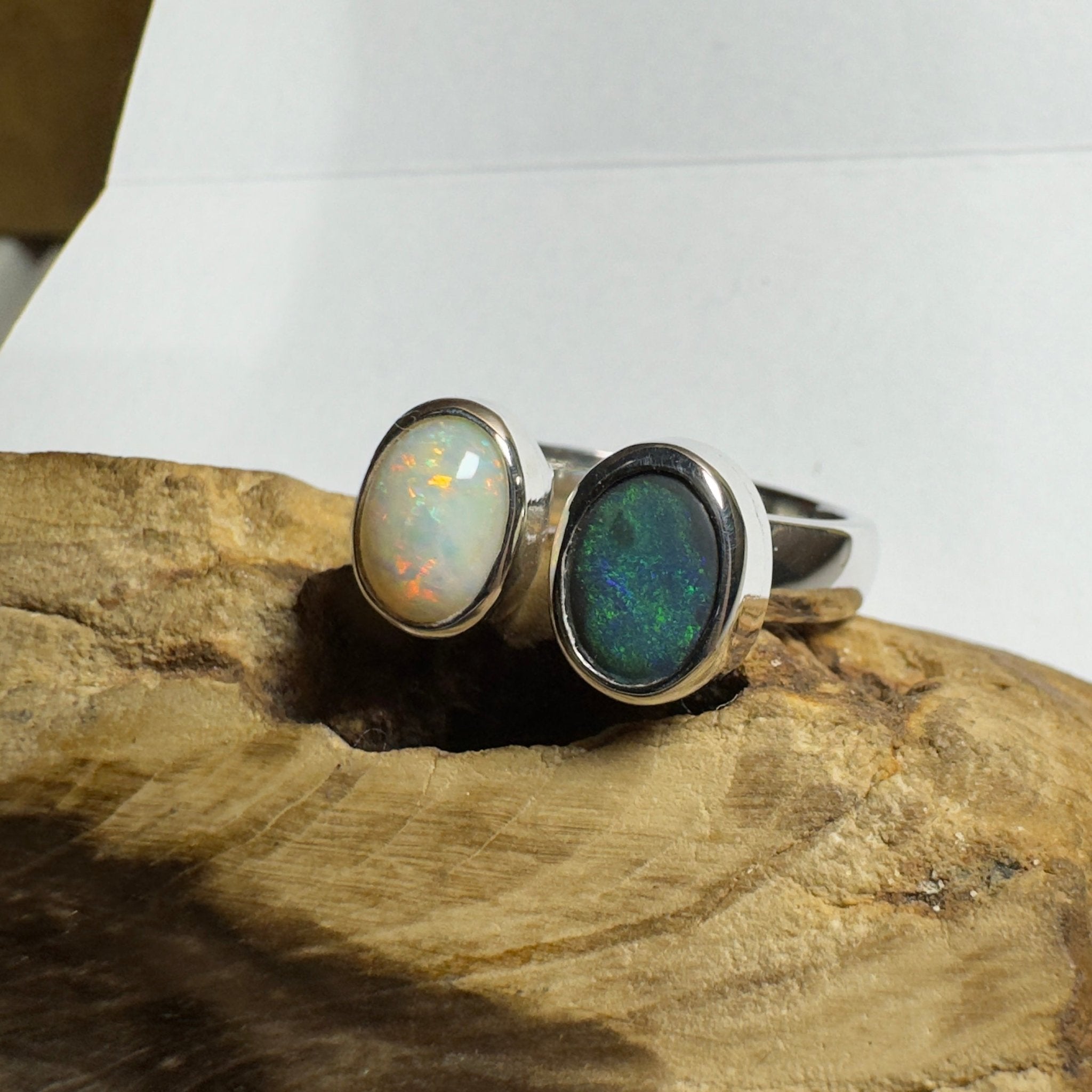 Yin of Yallingup – 2ct Solid Lightning Ridge Opal 925 Sterling Silver Ring