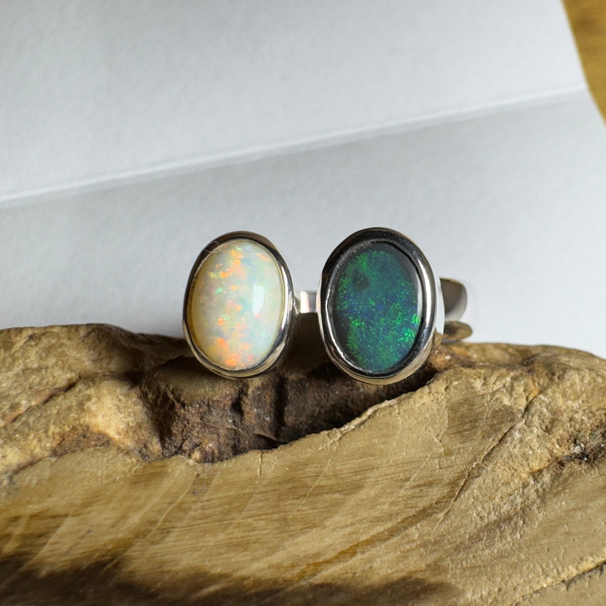 Yin of Yallingup – 2ct Solid Lightning Ridge Opal 925 Sterling Silver Ring