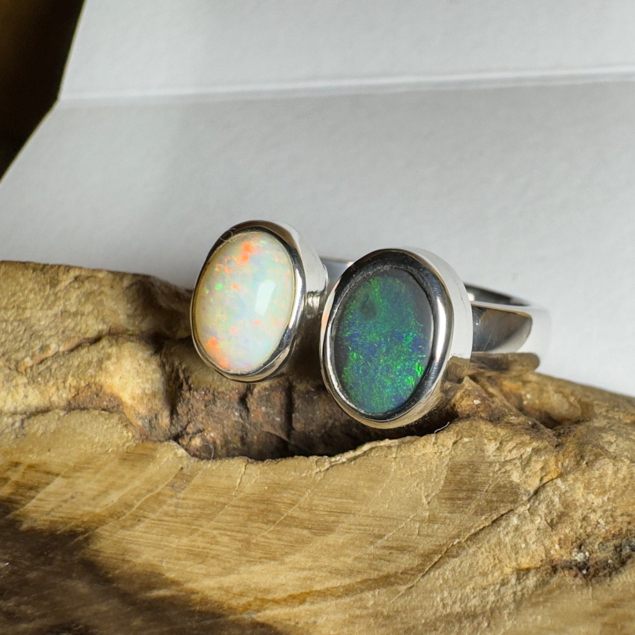 Yin of Yallingup – 2ct Solid Lightning Ridge Opal 925 Sterling Silver Ring