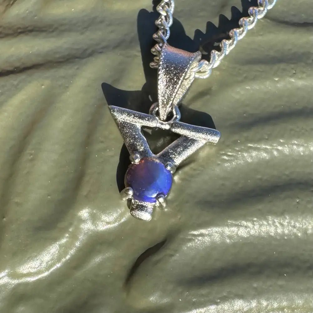 'Your Radiance' ~ Handcrafted 0.2ct Solid Lightning Ridge Opal 925 Sterling Silver 'Y' Pendant Necklace